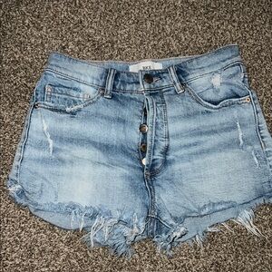 BKE Light Blue Distressed Jean Shorts